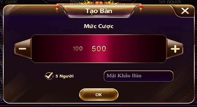 Tạo bàn với mức cược tùy ý tại Xì tố Zowin